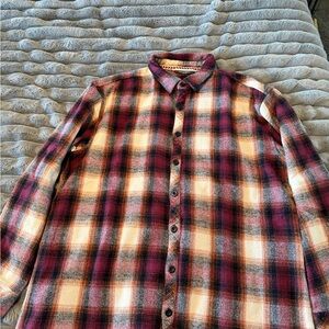 Men's Casual Plaid Button-Down Shirt - Red and Cream